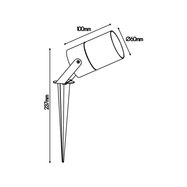 Piqueta exterior GU10 IP65 Quebec negro medidas