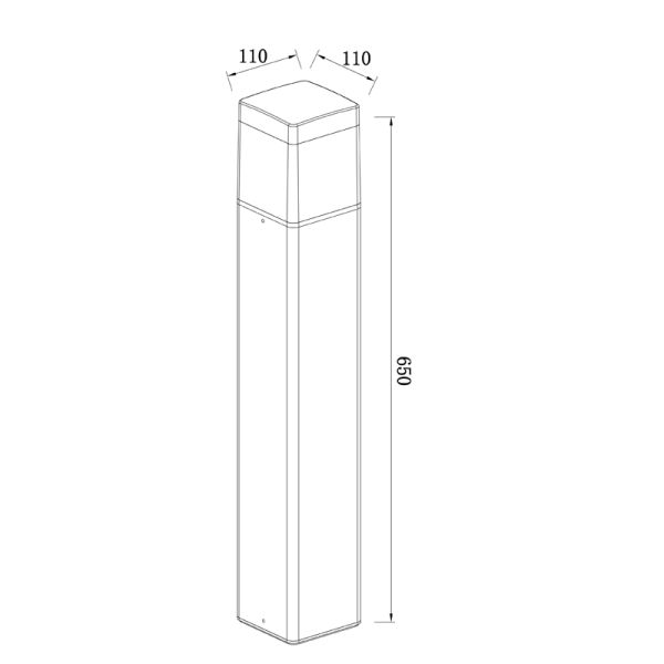 Baliza exterior E27 IP65 Chicago rectangular  medidas