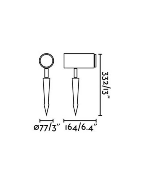 Dimensiones Foco con Piqueta exterior LED con Zoom 18º - 45º 8,5W 3000K 635Lm Ploom 70193 Faro Barcelona | LeonLeds