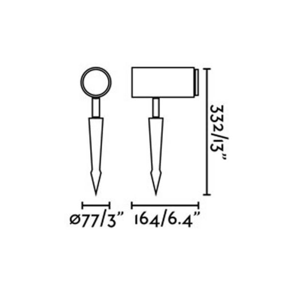 Dimensiones Foco con Piqueta exterior LED con Zoom 18º - 45º 8,5W 3000K 635Lm Ploom 70193 Faro Barcelona | LeonLeds