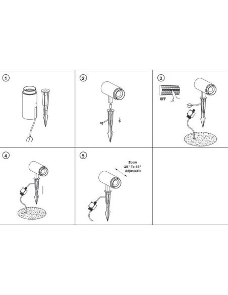 Instalación Foco con Piqueta exterior LED con Zoom 18º - 45º 8,5W 3000K 635Lm Ploom 70193 Faro Barcelona | LeonLeds