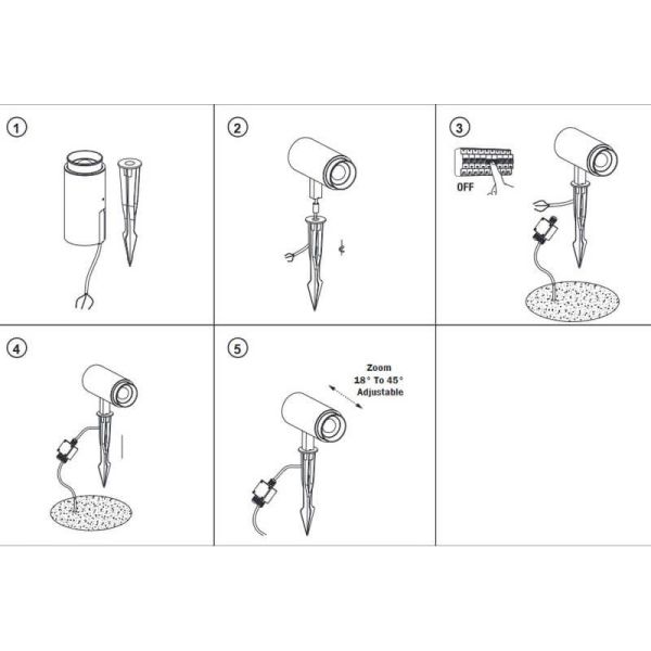 Instalación Foco con Piqueta exterior LED con Zoom 18º - 45º 8,5W 3000K 635Lm Ploom 70193 Faro Barcelona | LeonLeds