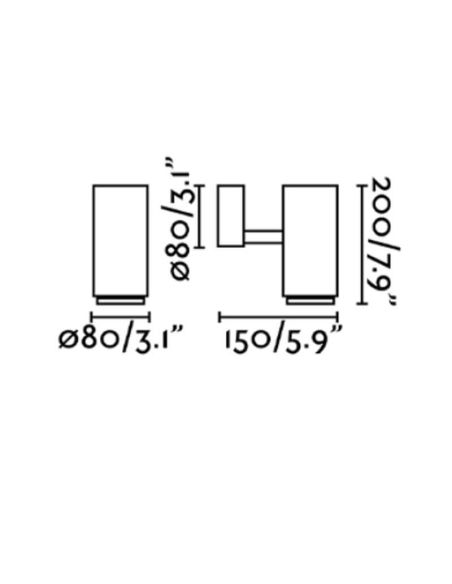 Dimensiones Zoom Proyector LED de pared exterior con Zoom 18º - 45º 8,5W 3000K 635Lm Ploom Faro Barcelona | LeonLeds