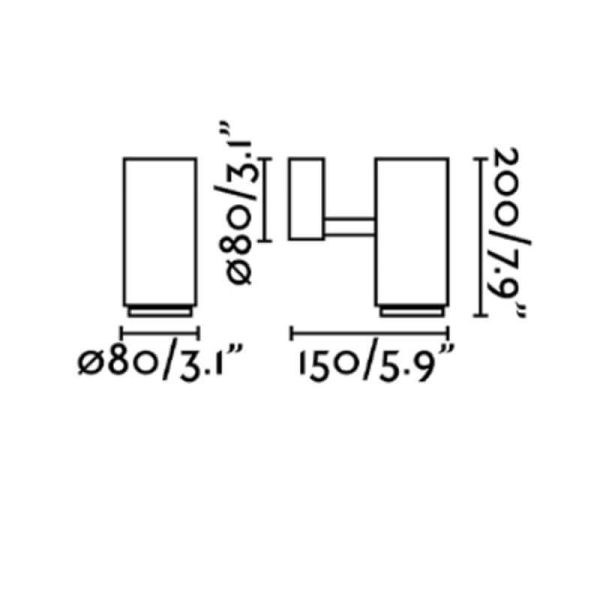 Dimensiones Zoom Proyector LED de pared exterior con Zoom 18º - 45º 8,5W 3000K 635Lm Ploom Faro Barcelona | LeonLeds