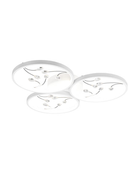 Lâmpada de teto Groovy branca redonda vista em um fundo branco | leonleds