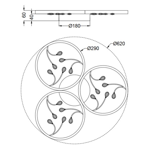 Plafonnier rond blanc Groovy mesures du produit | leonleds