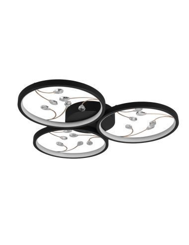 Plafonnier rond Groovy noir | leonleds