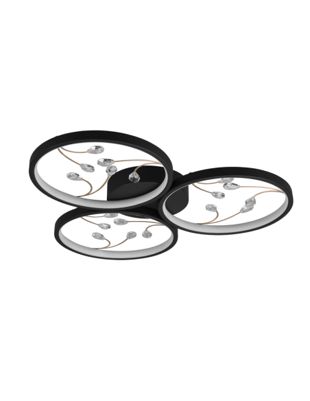 Plafonnier rond Groovy noir | leonleds