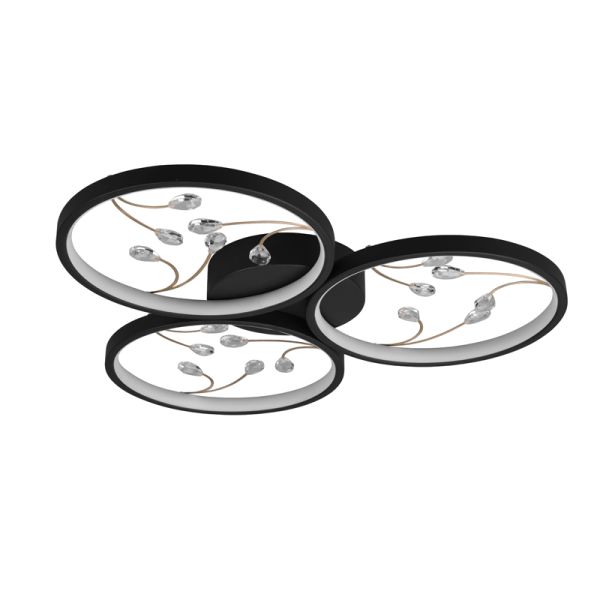 Plafonnier rond Groovy noir | leonleds