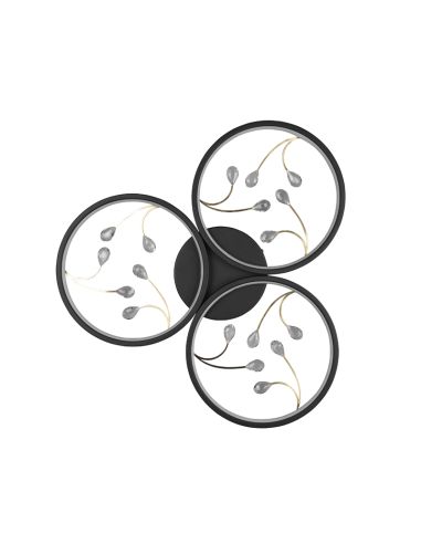 Plafonnier rond Groovy noir vu du dessous éteint | leonleds