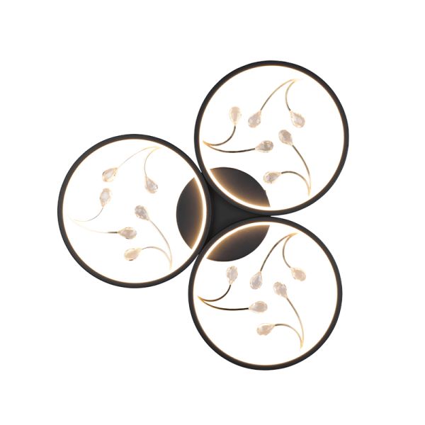 Plafonnier rond noir Groovy vu d'en bas sur | leonleds