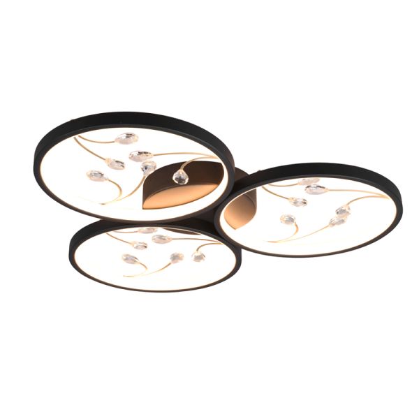 Plafonnier rond Groovy noir sur | leonleds