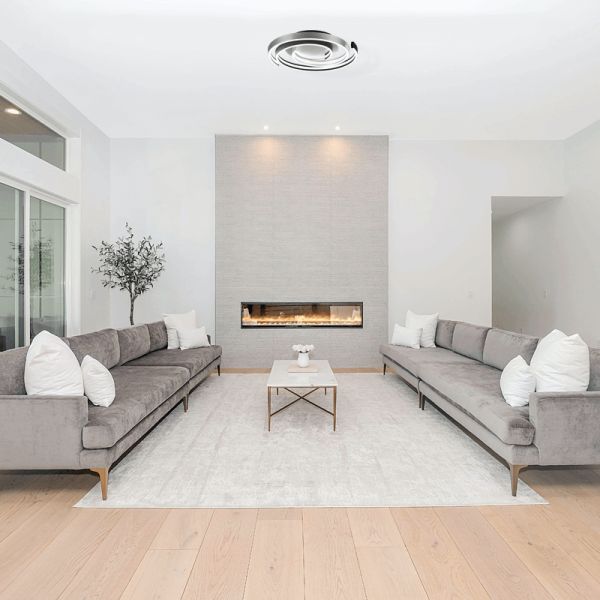 Plafón de techo Caya espiral blanco foto ambiente en salón | LeonLeds