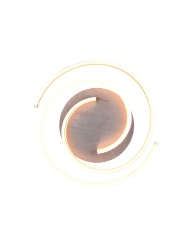 Plafón de techo Caya espiral blanco visto desde abajo y encendido| LeonLeds