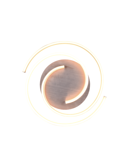 Plafón de techo Caya espiral blanco visto desde abajo y encendido| LeonLeds