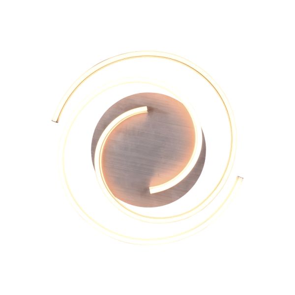 Plafón de techo Caya espiral blanco visto desde abajo y encendido| LeonLeds