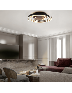 Plafón de techo Caya espiral negro | LeonLeds 2