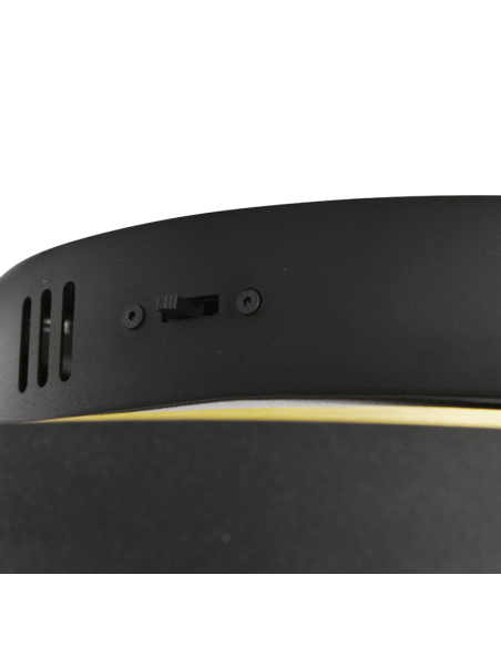 Plafón de techo Caya espiral negro visto de cerca| LeonLeds