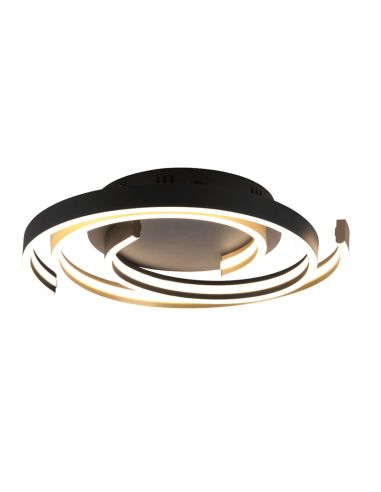 Plafón de techo Caya espiral negro encendido | LeonLeds