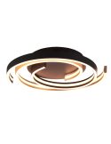 Plafón de techo Caya espiral negro encendido luz cálida | LeonLeds