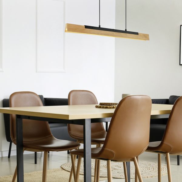 Lámpara colgante LED altura Kerale 25W en un salón | LeonLeds