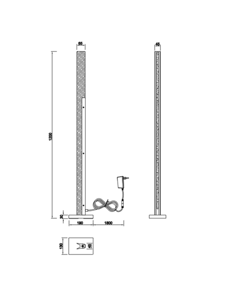 Lámpara de pie LED integrado Kerala 16W medidas producto | LeonLeds