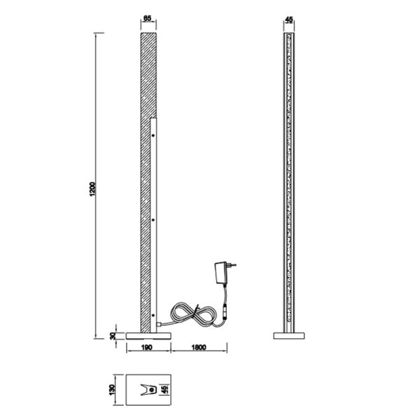 Lámpara de pie LED integrado Kerala 16W medidas producto | LeonLeds