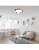 Plafón de techo LED integrado Jano negro 20W en un salón| LeonLeds