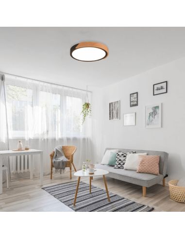 Plafonnier LED intégré Jano noir 20W dans un salon | leonleds