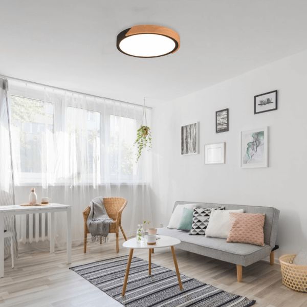 Plafón de techo LED integrado Jano negro 20W en un salón| LeonLeds