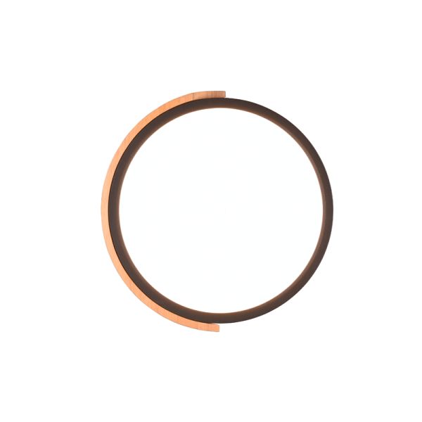 Plafón de techo LED integrado Jano negro 20W vista abajo encendido | LeonLeds