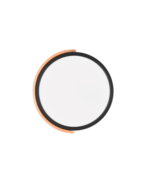 Plafonnier LED intégré Jano noir 20W vu de dessous off | leonleds