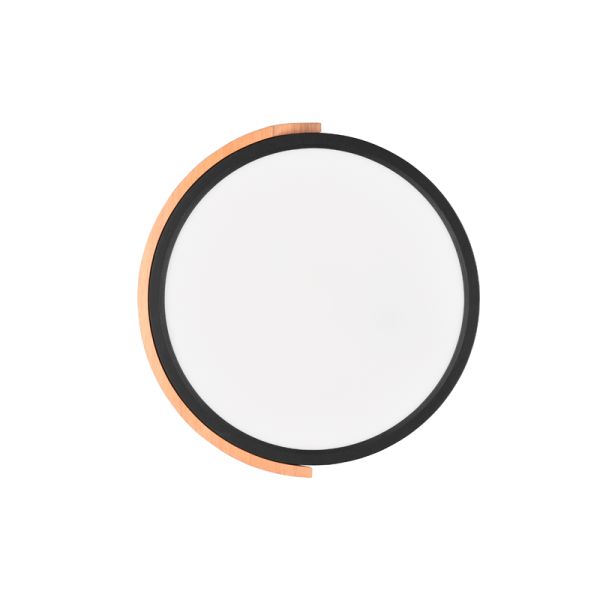 Plafonnier LED intégré Jano noir 20W vu de dessous off | leonleds