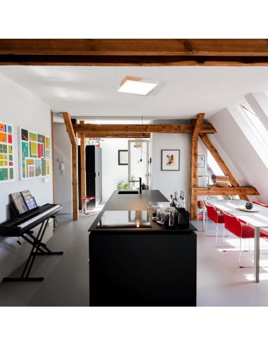 Plafonnier LED intégré carré 20W dans une pièce | leonleds