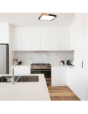 Plafón de techo LED integrado Meta negro 20W en una cocina| LeonLeds
