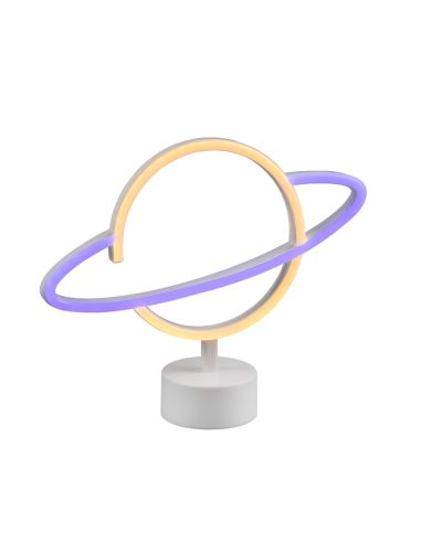 Lámpara de sobremesa LED forma planeta vista lateral| LeonLeds