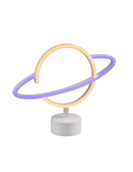 Lámpara de sobremesa LED forma planeta vista lateral| LeonLeds