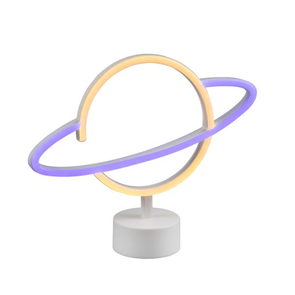 Lámpara de sobremesa LED forma planeta vista lateral| LeonLeds