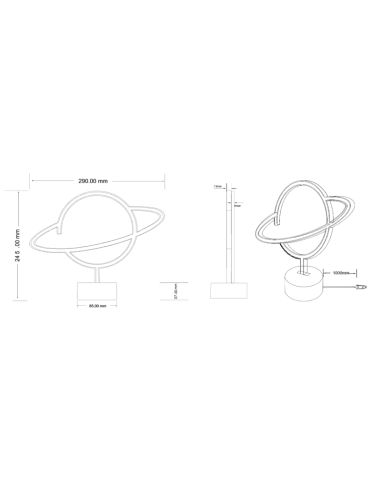 Lámpara de sobremesa LED forma planeta medidas producto| LeonLeds