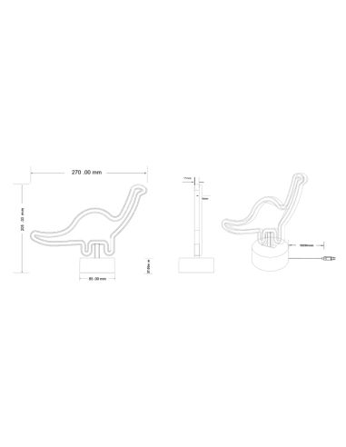 Lámpara de sobremesa LED forma dinosaurio medidas producto | LeonLeds