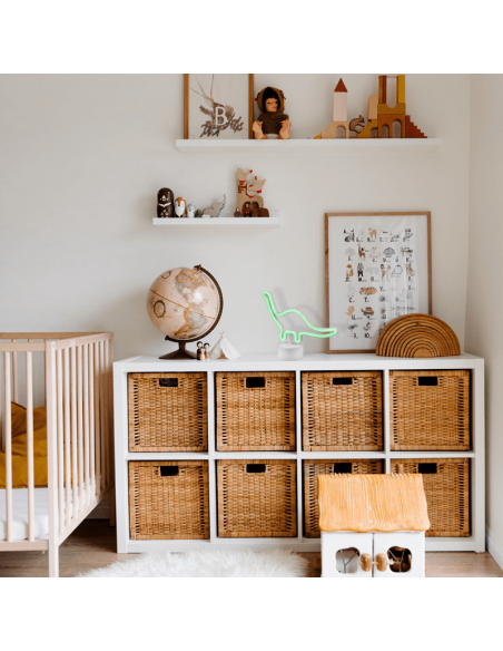 Candeeiro de mesa LED em forma de dinossauro numa sala | leonleds