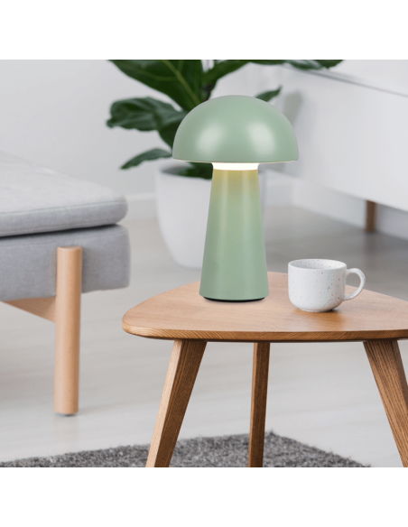 Verde Lennon candeeiro de mesa LED em uma pequena mesa | leonleds