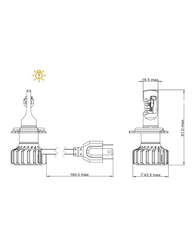 Ampoule LED H4 Ultinon PRO6000 12V +230% de lumière en plus LUM11342U6000X1 Moto Environnement Philips Mesures | leonleds