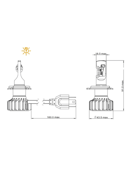 Ampoule LED H4 Ultinon PRO6000 12V +230% de lumière en plus LUM11342U6000X1 Moto Environnement Philips Mesures | leonleds