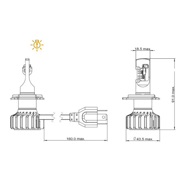 Bombilla LED H4 Ultinon PRO6000 12V +230% mas de luz LUM11342U6000X1 Moto Ambiente Philips Medidas | LeonLeds