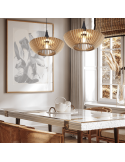 Lámpara de techo colgante LED Colino madera foto ambiente| LeonLeds