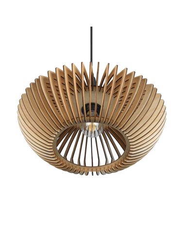 Candeeiro de tecto pendente LED Colino detalhe em madeira off | leonleds