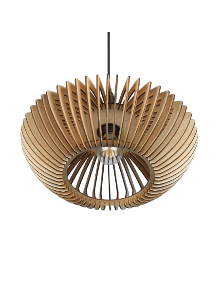 Lámpara de techo colgante LED Colino madera detalle apagada | LeonLeds