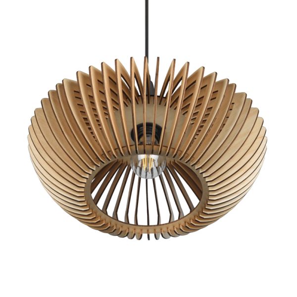 Lámpara de techo colgante LED Colino madera detalle apagada | LeonLeds
