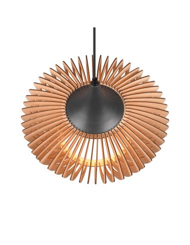Lámpara de techo colgante LED Colino madera tulipa encendida| LeonLeds